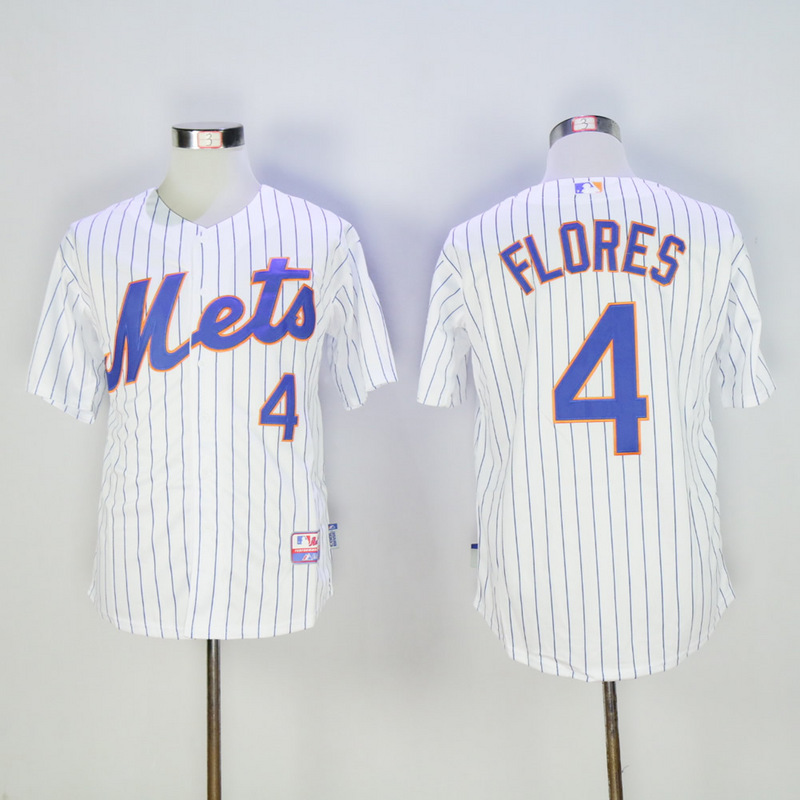 Men New York Mets #4 Flores White MLB Jerseys->new york mets->MLB Jersey